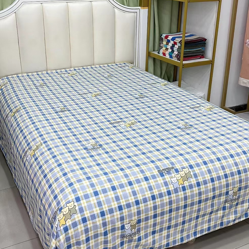 高端亲肤棉-单床单（方格小熊）