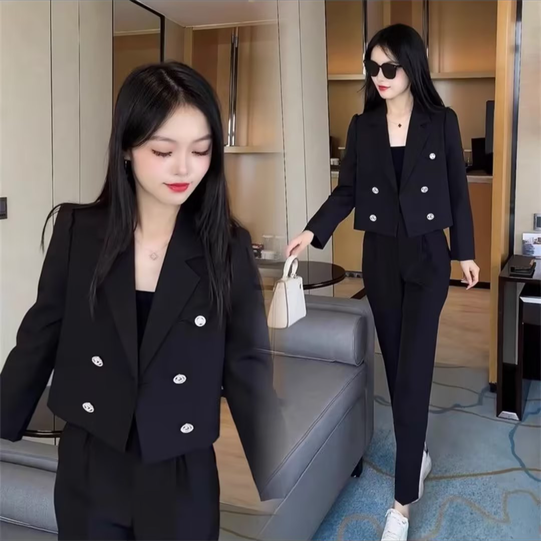 2025新款春季休闲西装外套裤子套装女时尚洋气高级感西服两件套