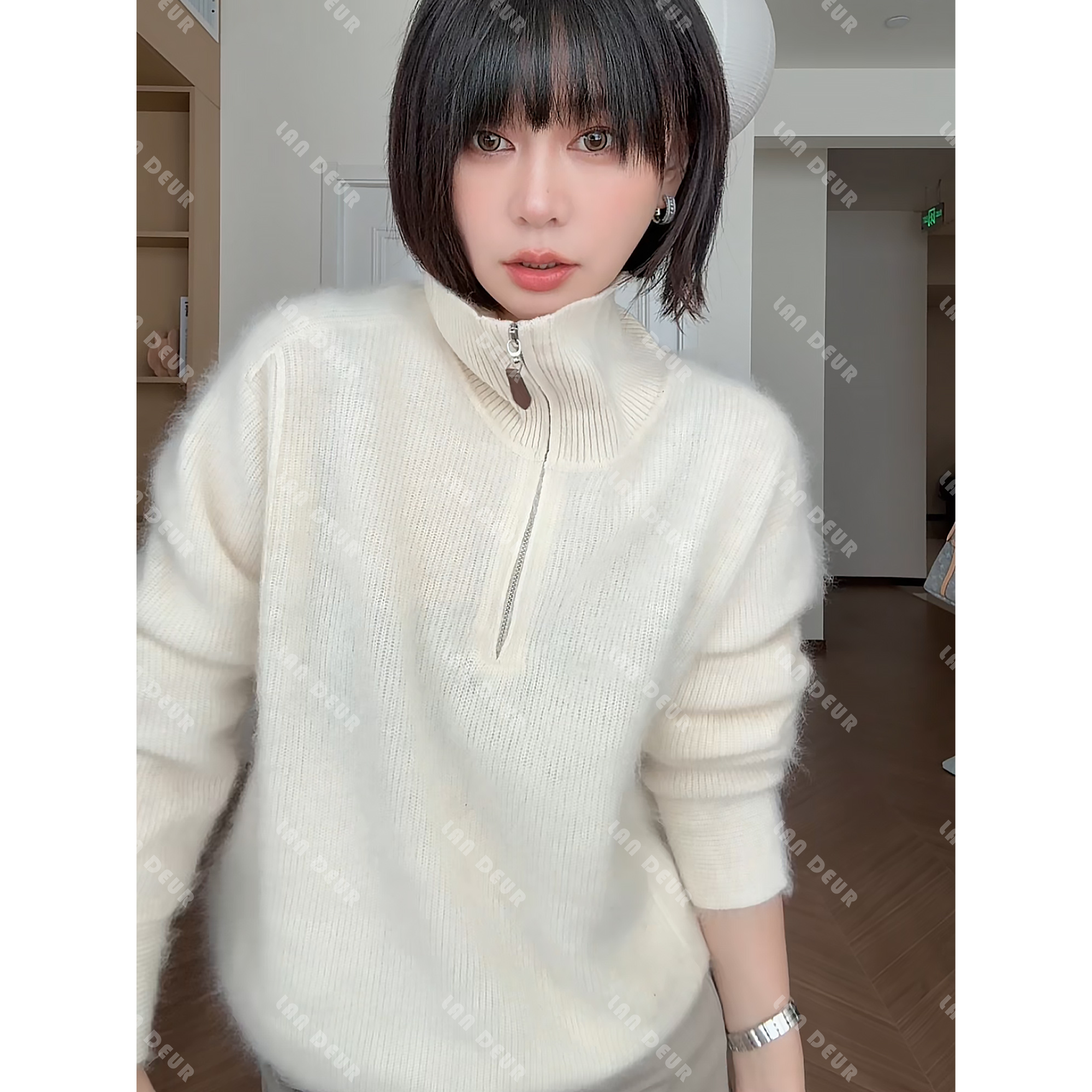 JIUJIU【迷雾之海】绵羊毛时尚气质休闲风宽松保暖立领毛针织衫女