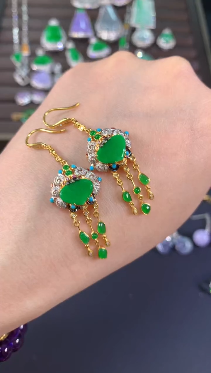 【闪购商品】翡翠耳饰18K金镶嵌A625|16800