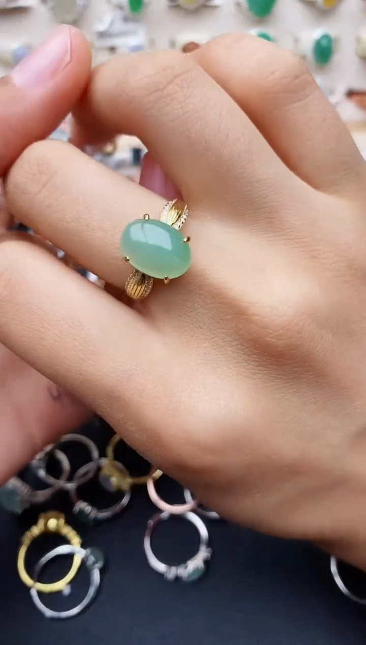 【闪购商品】翡翠戒指银S925镶嵌缅甸翡翠