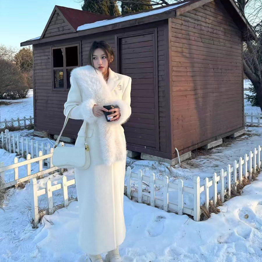 富家千金高级感深秋初冬穿搭收腰长款高个子双面绒大衣超好看外套