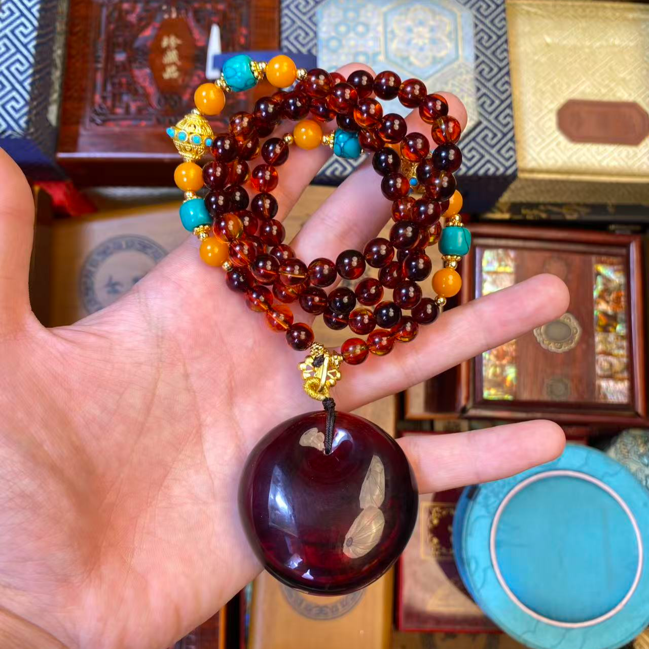 【闪购商品】-血珀无事牌吊坠