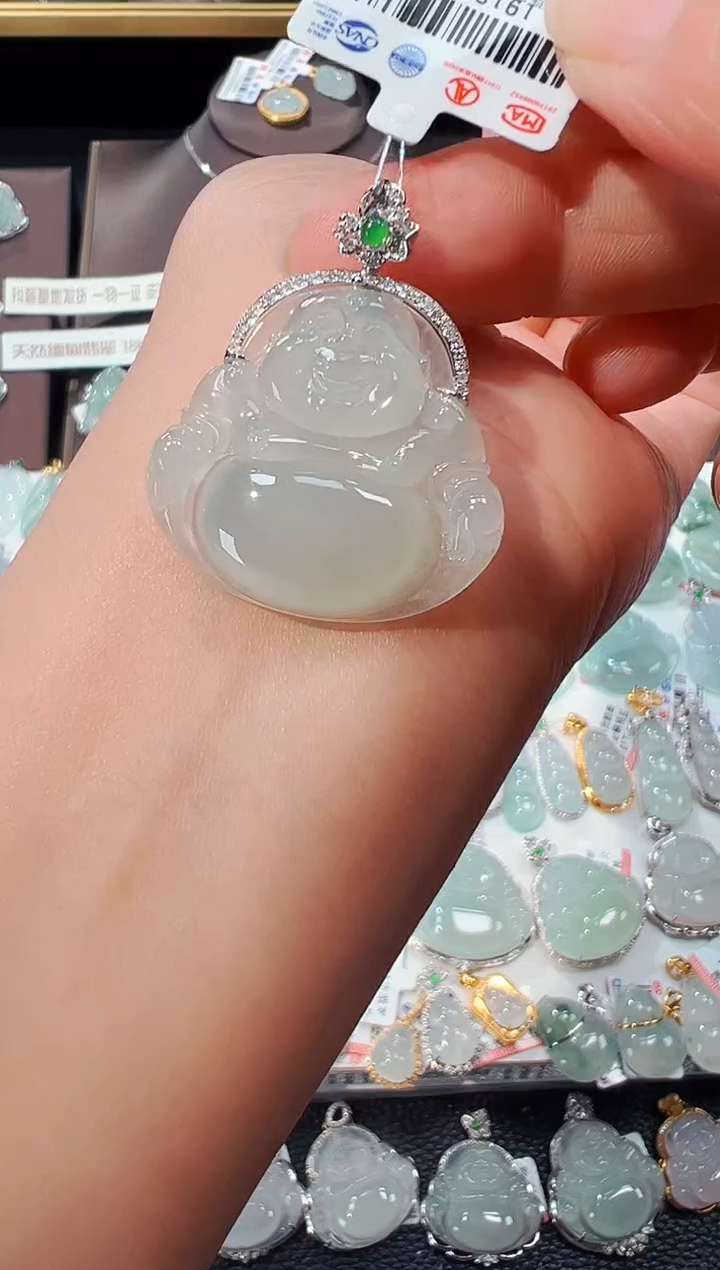 【闪购商品】翡翠吊坠(不含链)18K金镶嵌佛公吊坠113A