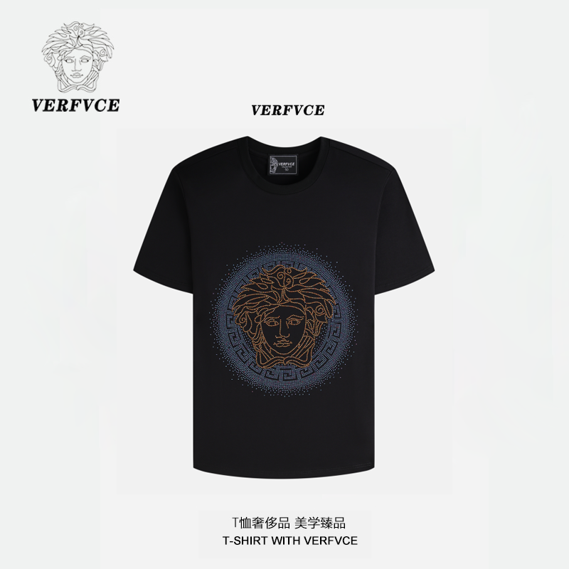 VERFVCE/Rigel男装夏季T恤男士新款休闲装短袖穿搭高级感紫焰烫钻