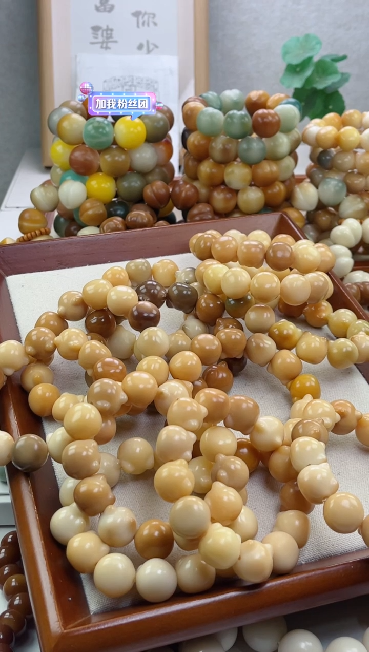 菩提根/象牙果手串干磨奶咖猫猫头19瑕疵不补随机