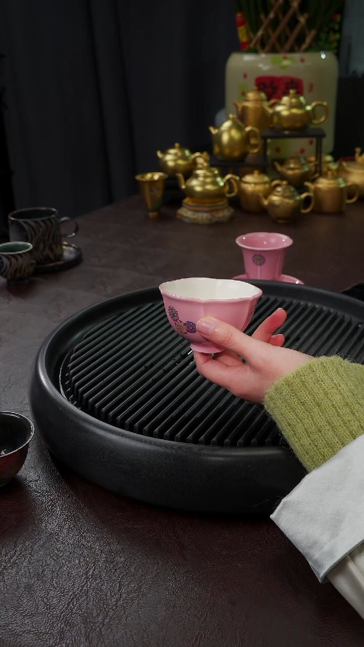 【闪购商品】杯【宜景窑桃夭粉皮球花】白色杯子