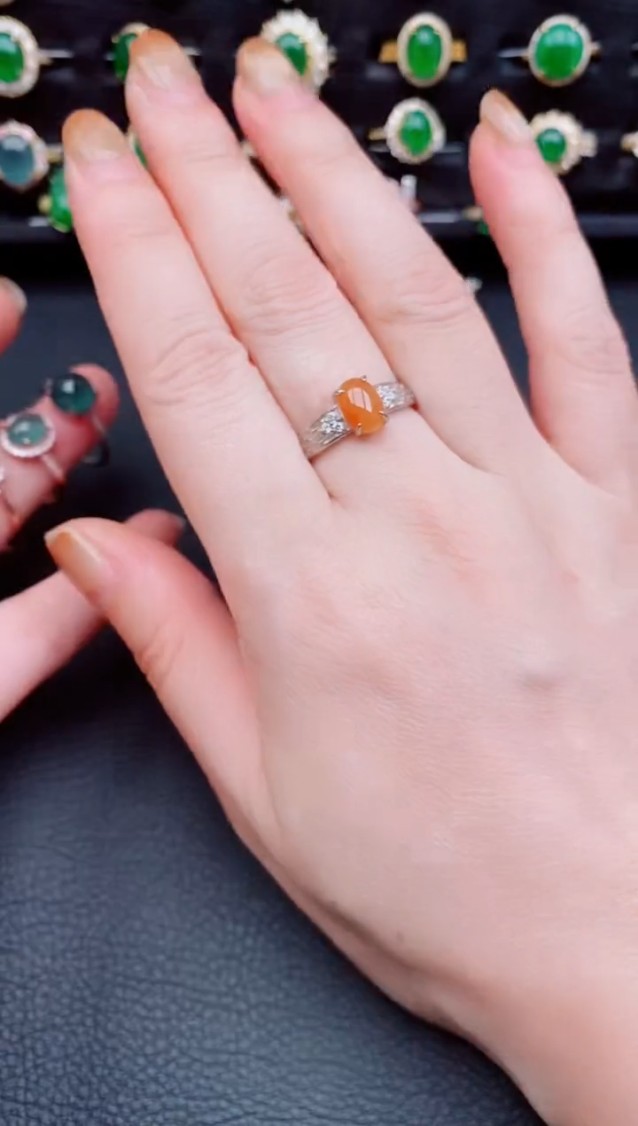 【闪购商品】翡翠戒指银S925镶嵌天然a货翡翠3