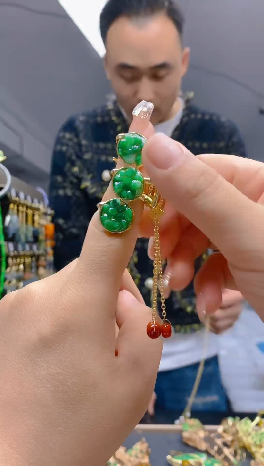 【闪购商品】翡翠耳饰合金247翡翠发簪