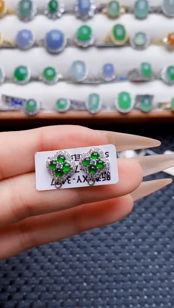 银S925镶嵌戒指翡翠6455