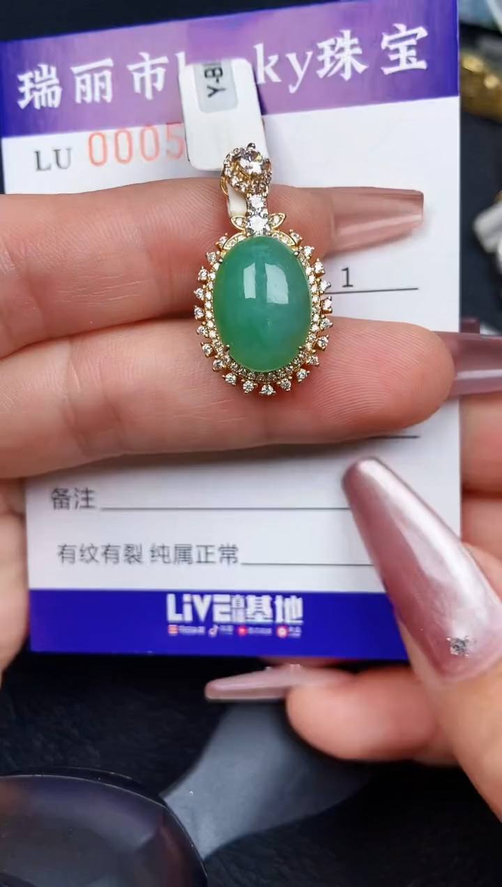 翡翠银S925镶嵌颈饰5039