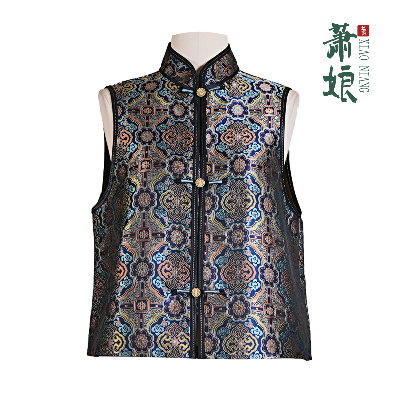 萧娘【‌锦沧】织锦香云纱桑蚕丝新中式国风马夹马甲1915