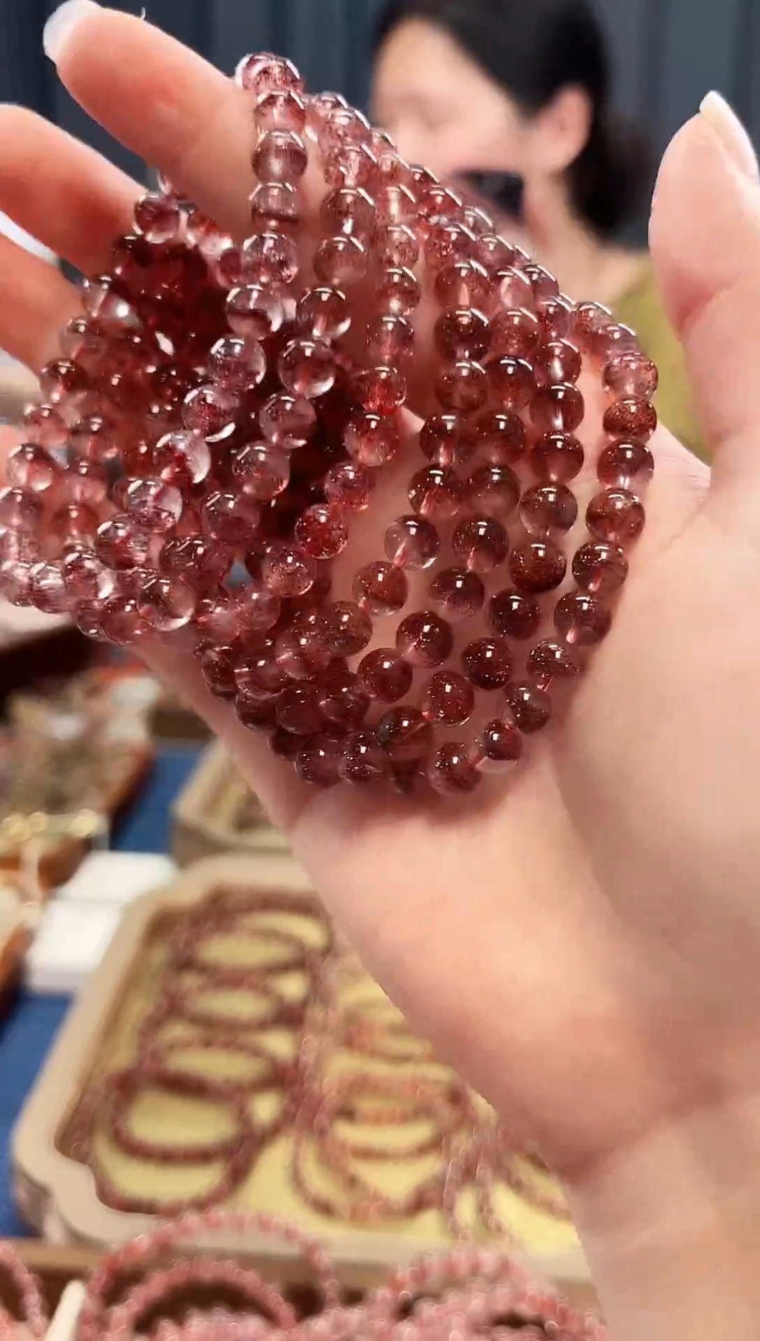 未镶嵌手串水晶金草莓超七单圈手串6mm【多样性发一】