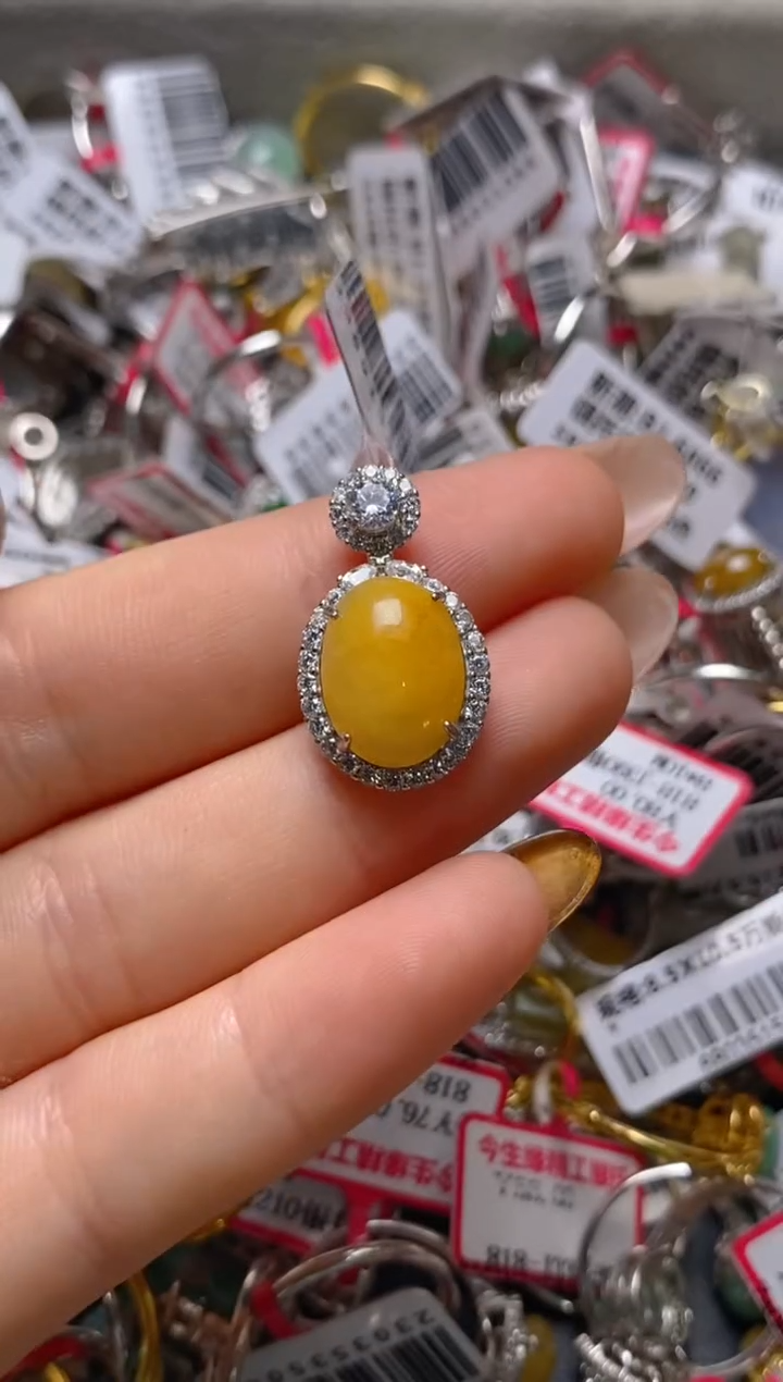 银S925镶嵌戒指翡翠百内无证书