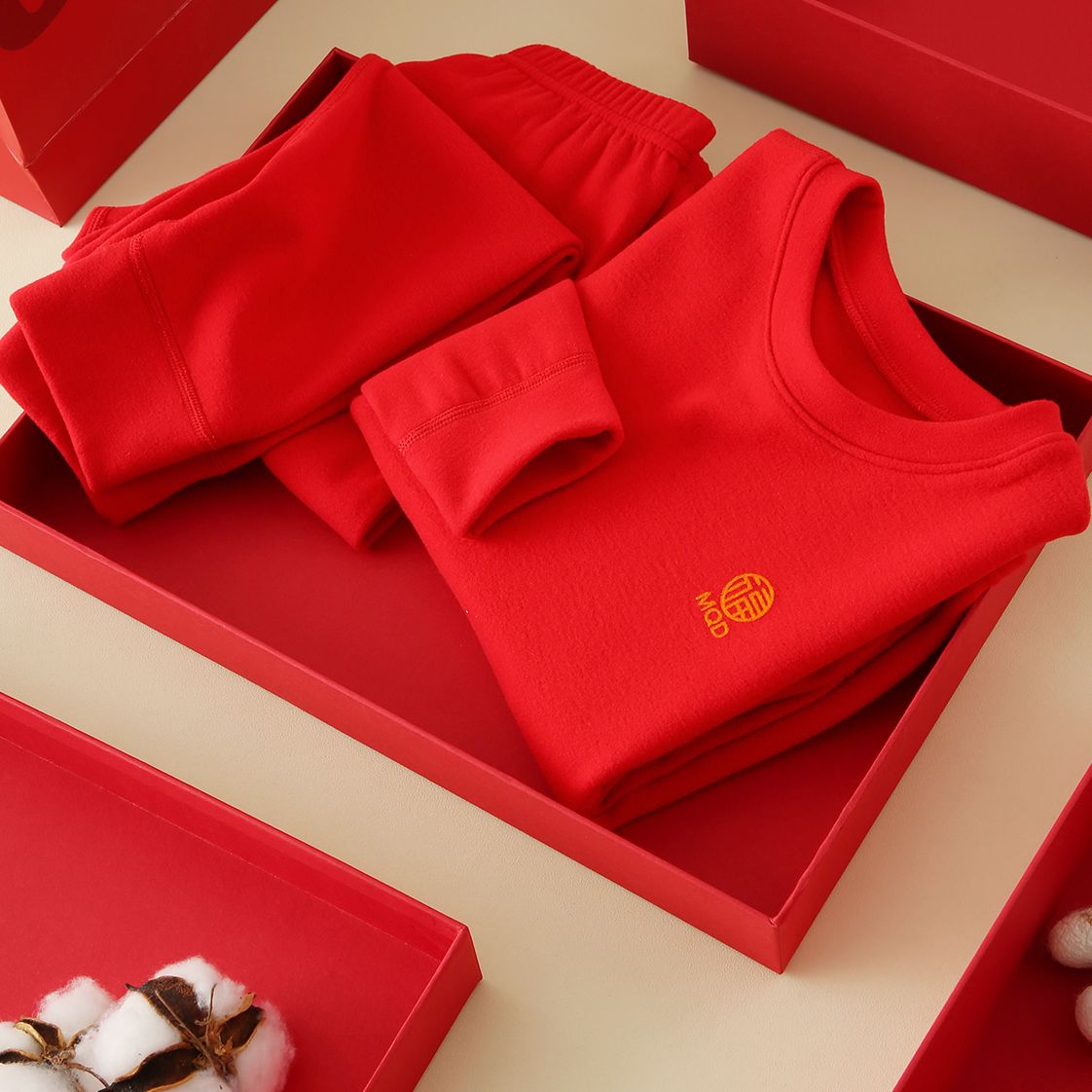 红色本命年儿童保暖内衣套装新年加绒秋衣秋裤女童男童打底