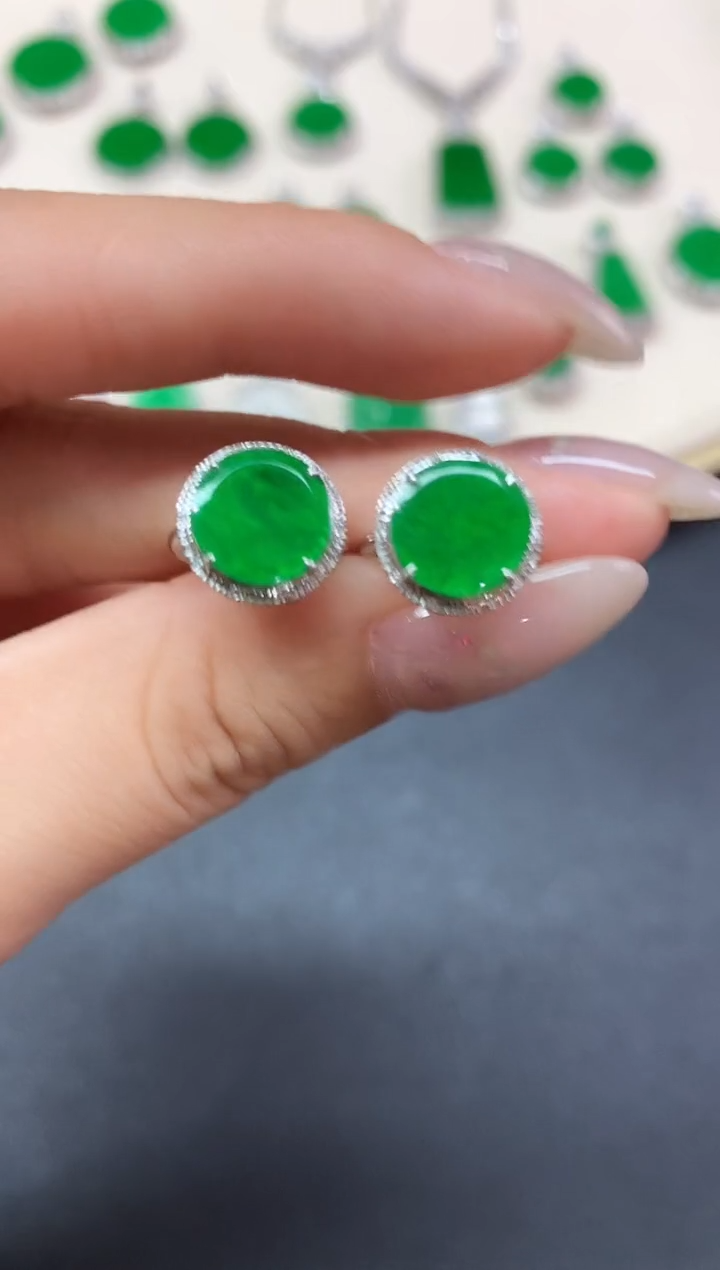 翡翠18K金镶嵌耳饰耳饰|2980+0