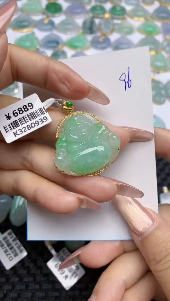 【闪购商品】翡翠颈饰18K金镶嵌天然A货翡翠 96