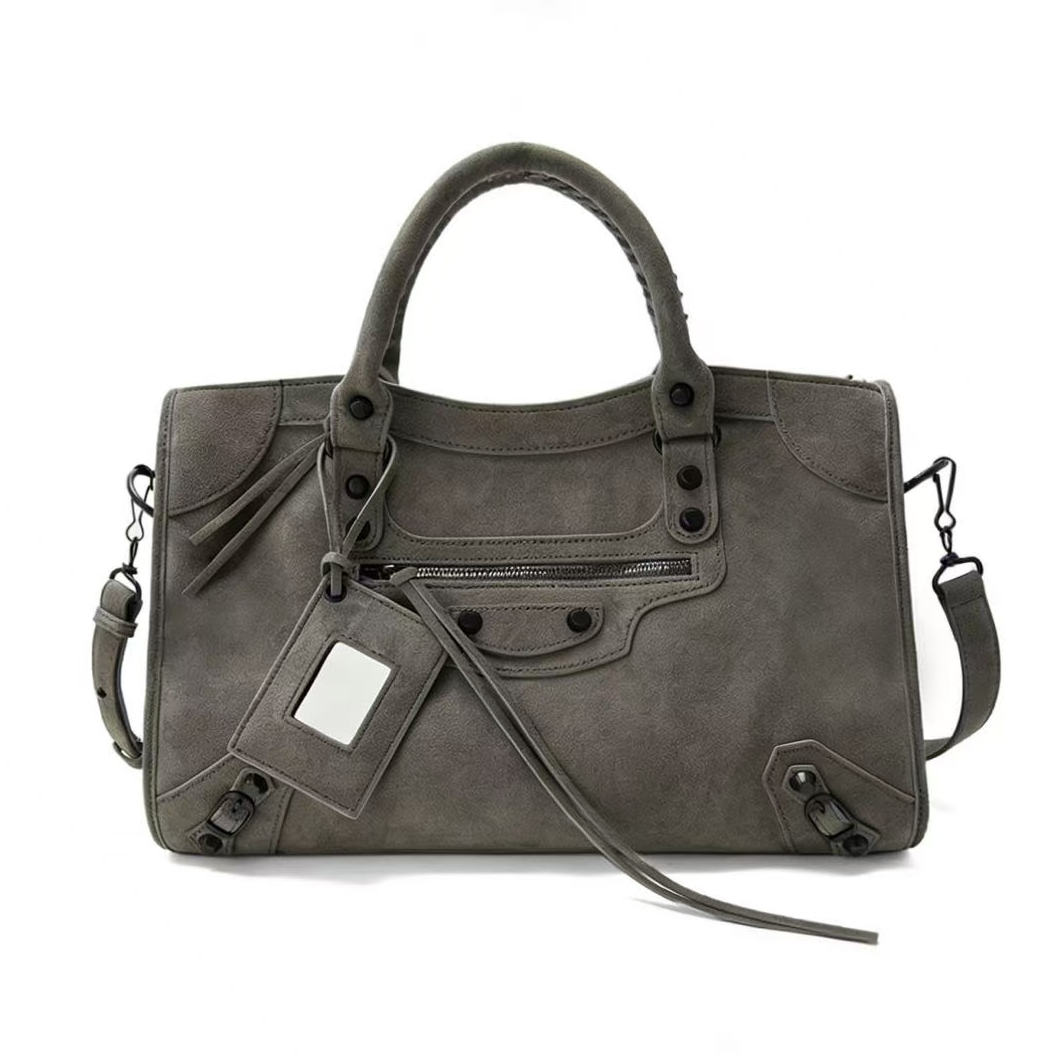 【YOYO】欧美风磨砂牛皮机车包时尚百搭大容量斜挎单肩手提托特包