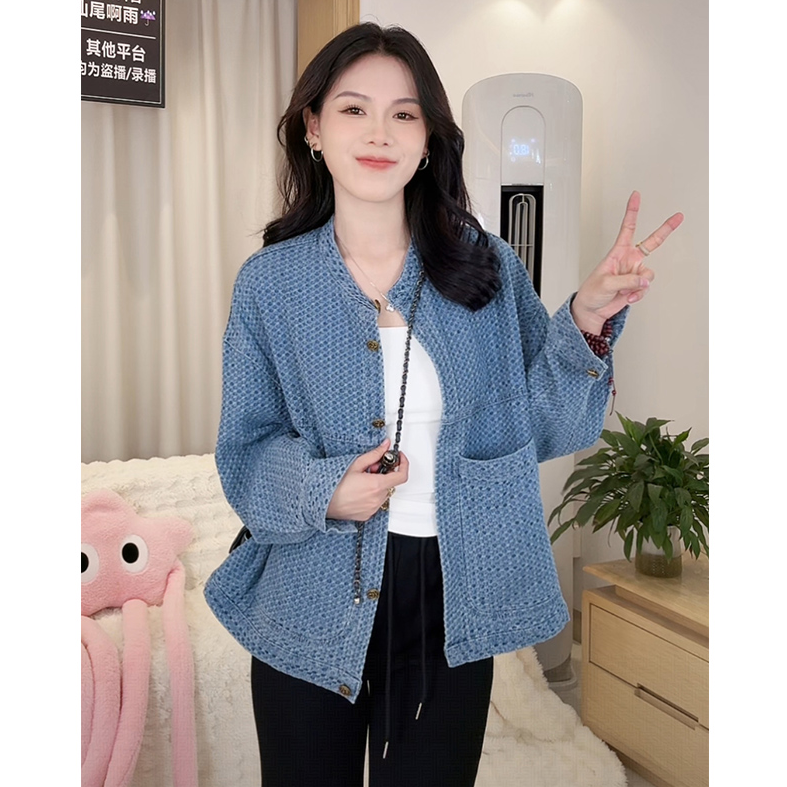 肌理感提花牛仔外套女春秋2025新款美式复古港风原宿小众韩系上衣