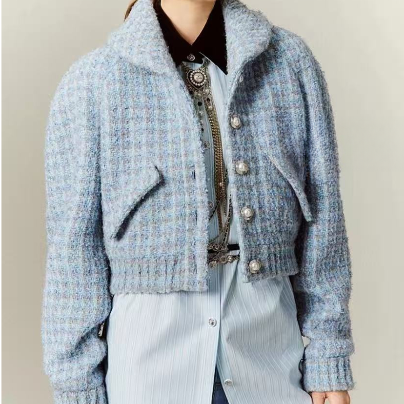 99新 Chanel/香奈儿 22B秋冬粗花呢短款外套 38码