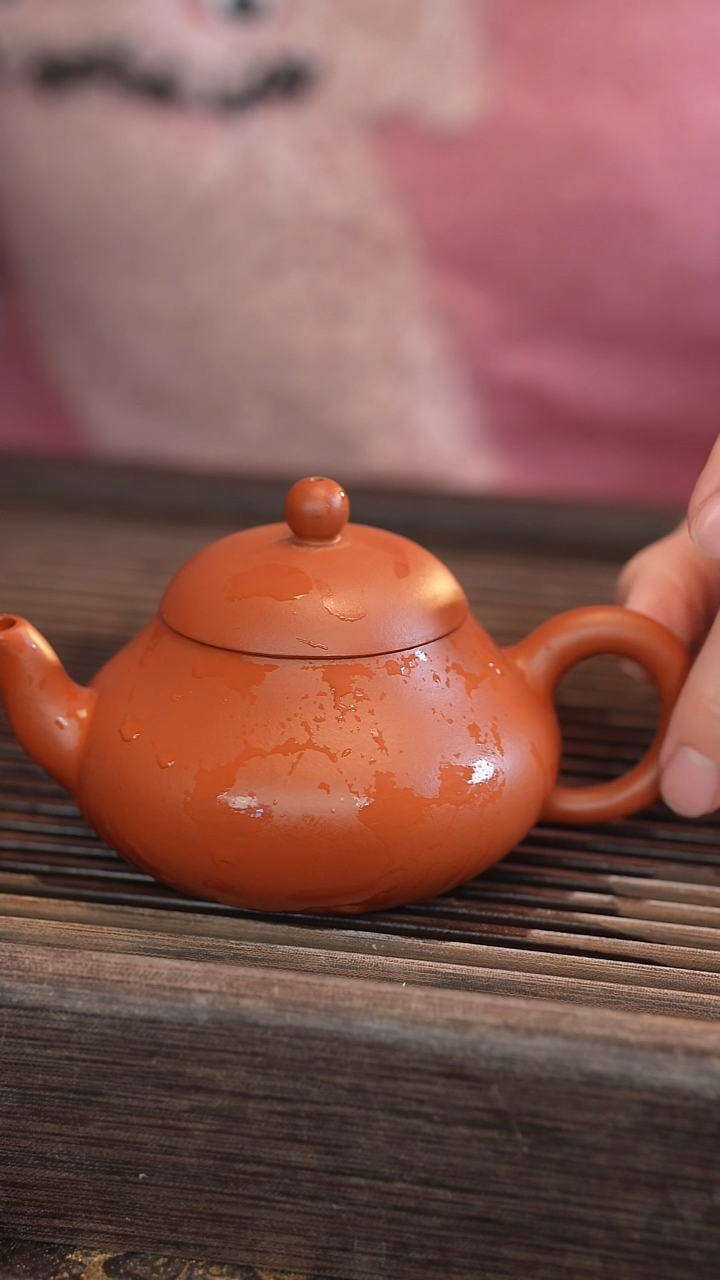 茶壶紫砂梨型 朱泥 半手工 180cc