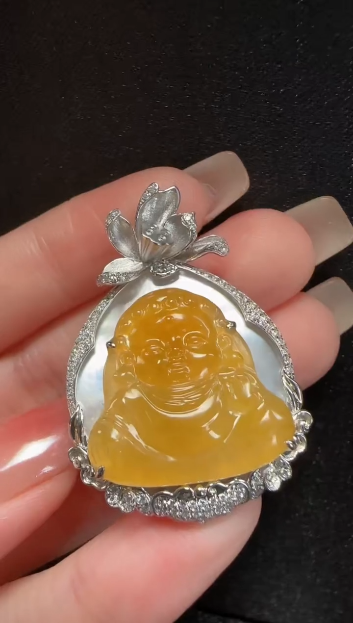 【闪购商品】翡翠颈饰18K金镶嵌126如来一个