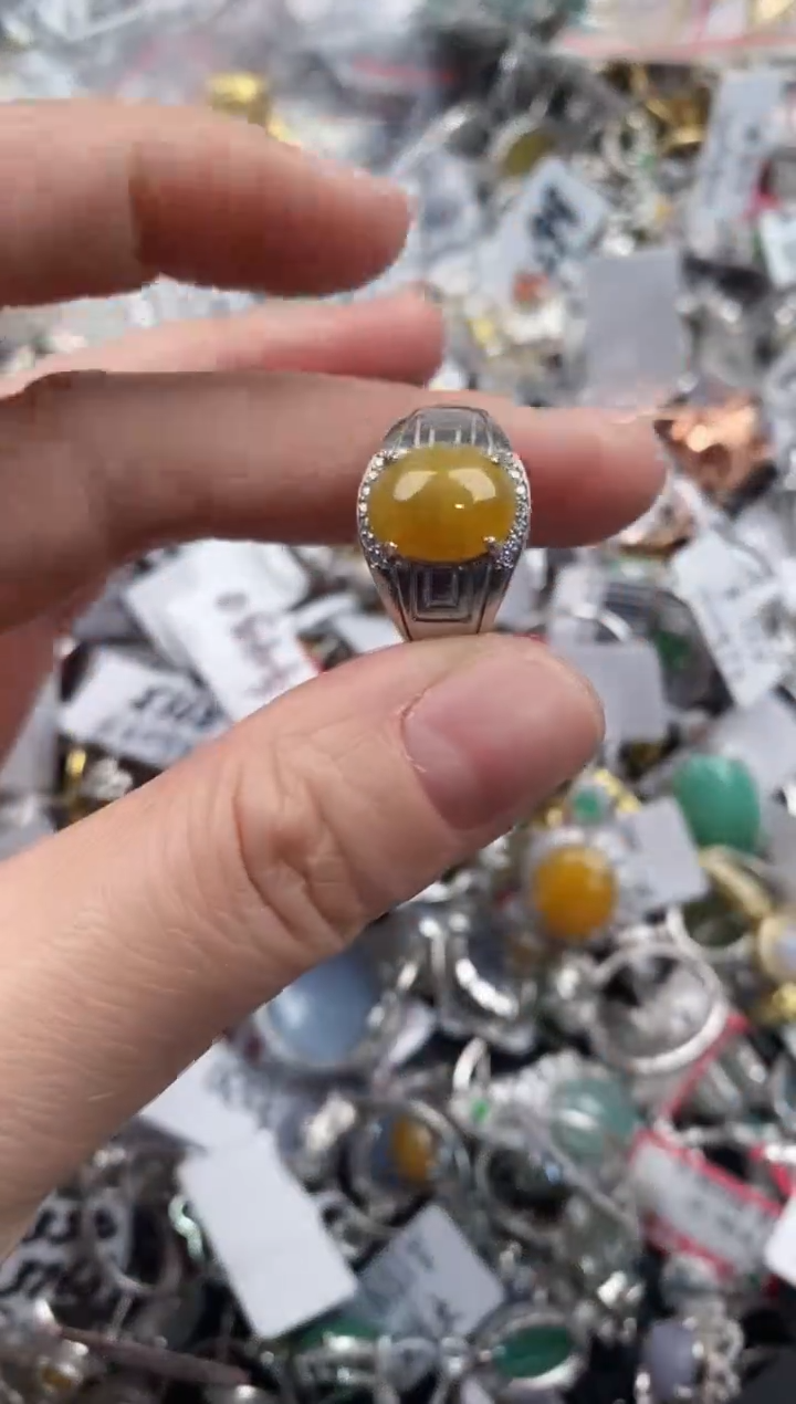 银S925镶嵌戒指翡翠333      6