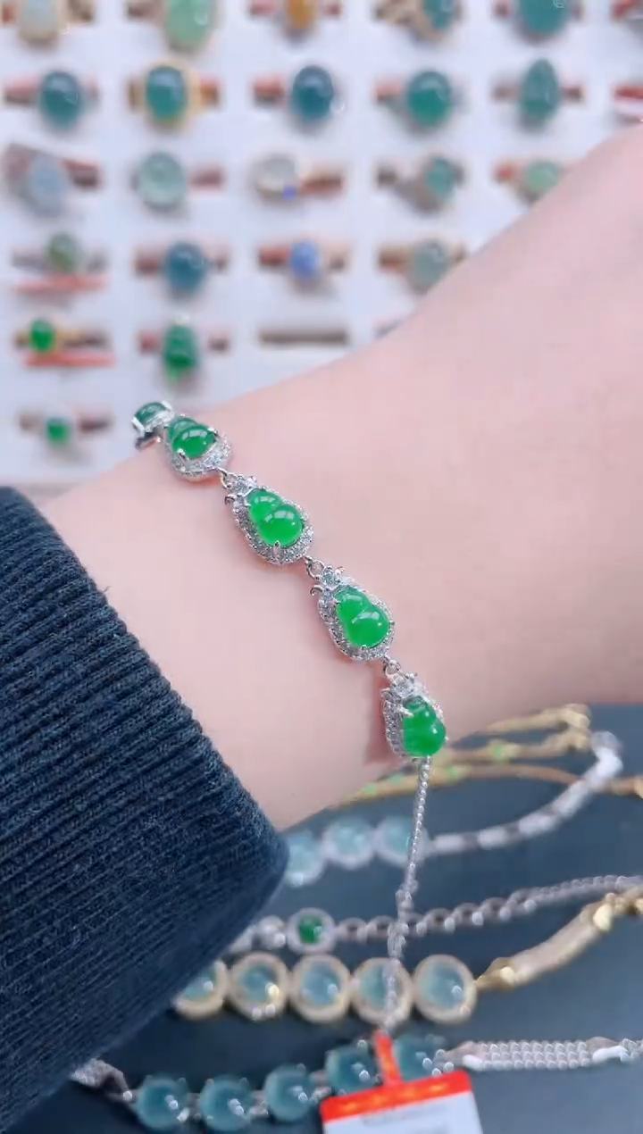 银S925镶嵌手链翡翠天然翡翠