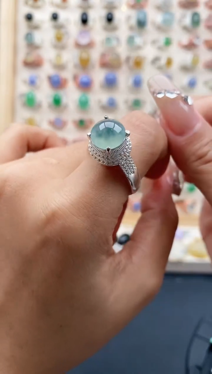 【闪购商品】翡翠戒指未镶嵌缅甸天然A货翡翠222  6+4