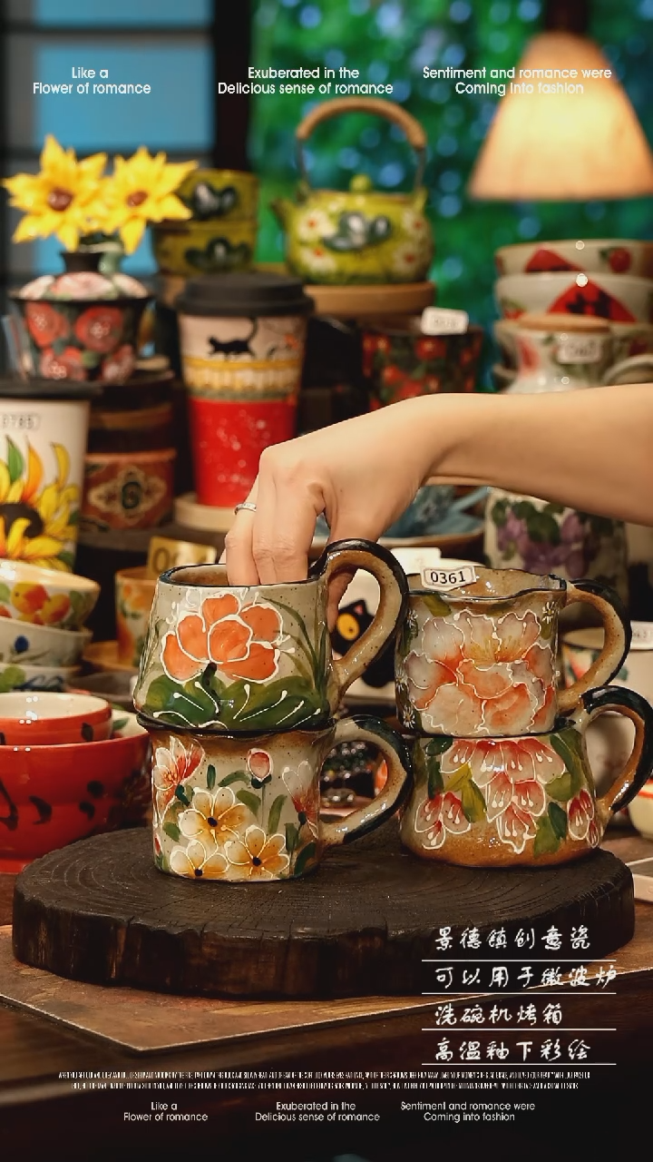 陶瓷仓库随机一个景德镇高温釉下彩手工手绘款式@A0361@