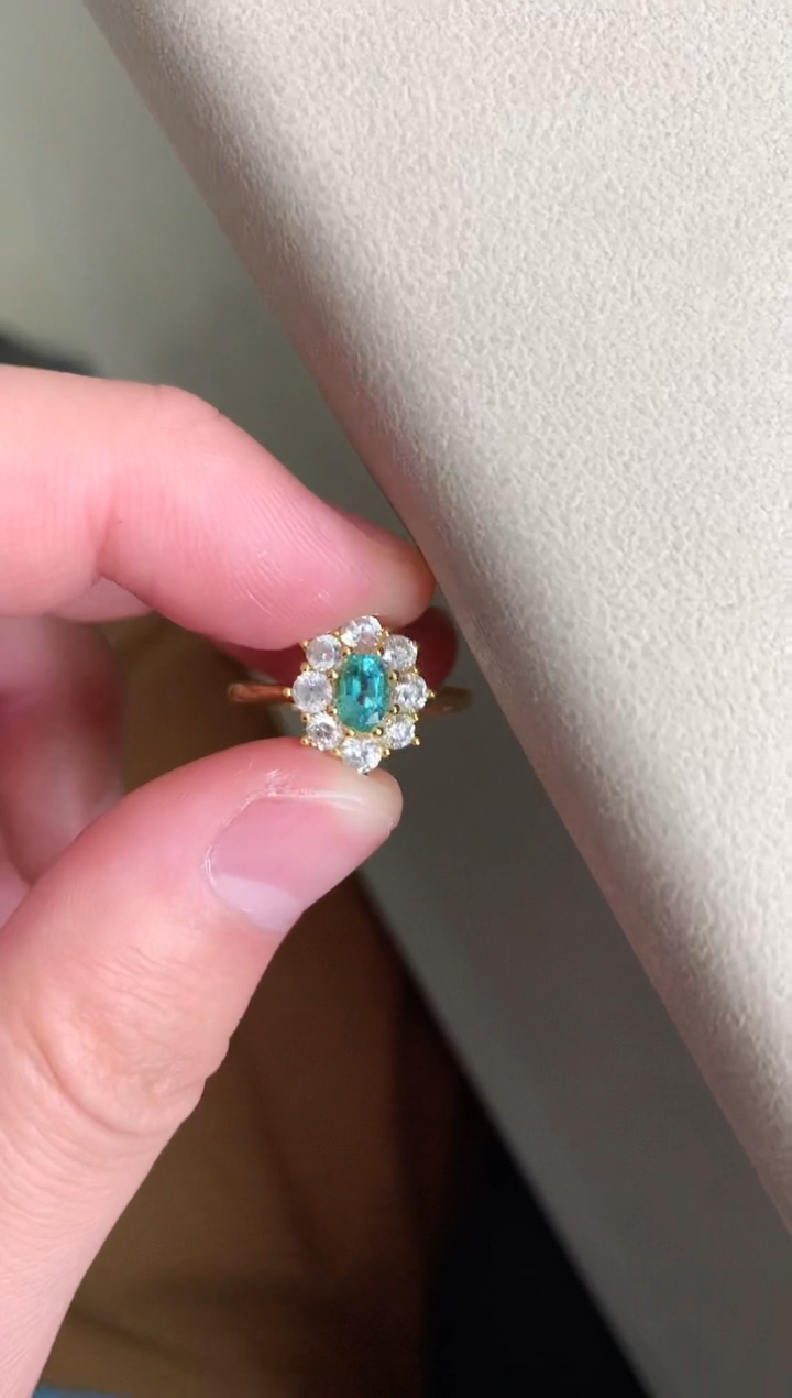 【闪购商品】祖母绿戒指银S925镶嵌戒指