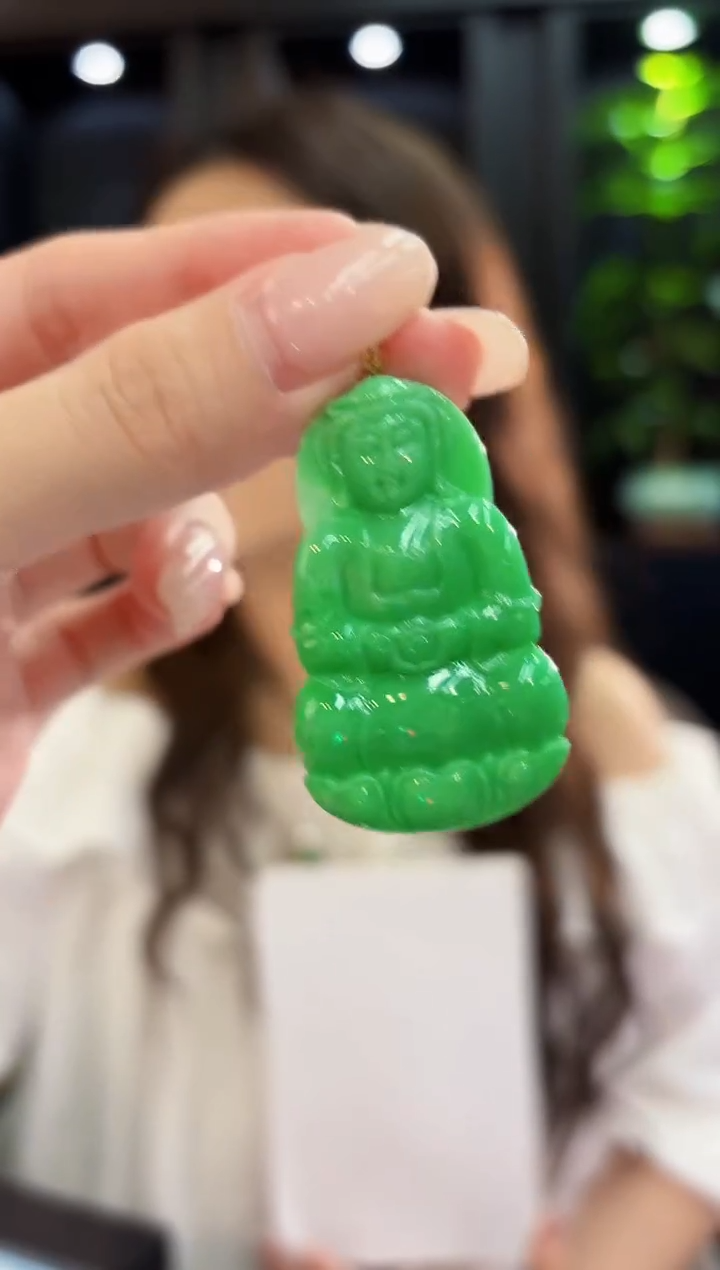 颈饰18K金镶嵌翡翠 缅料A货/支持复检/一件