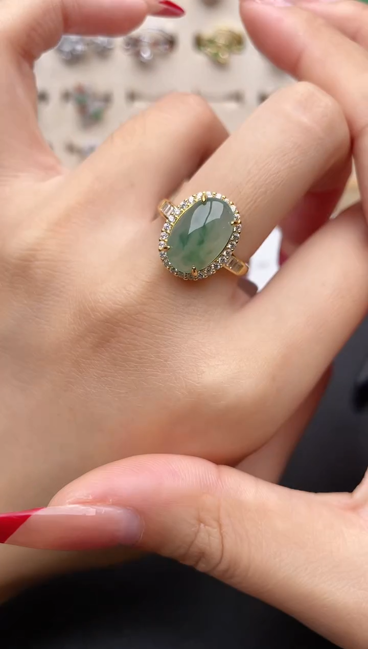 【闪购商品】翡翠戒指银S925镶嵌一物一证一礼盒