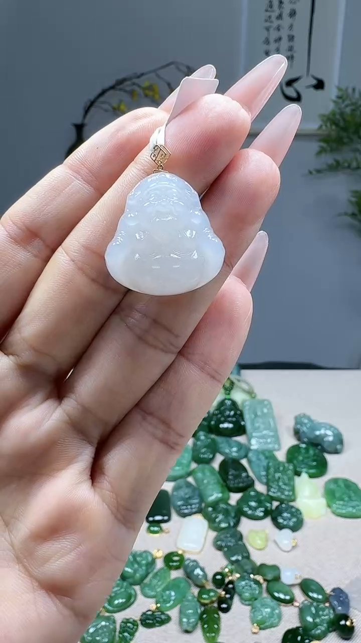 吊坠(不含链)18K金镶嵌和田玉1