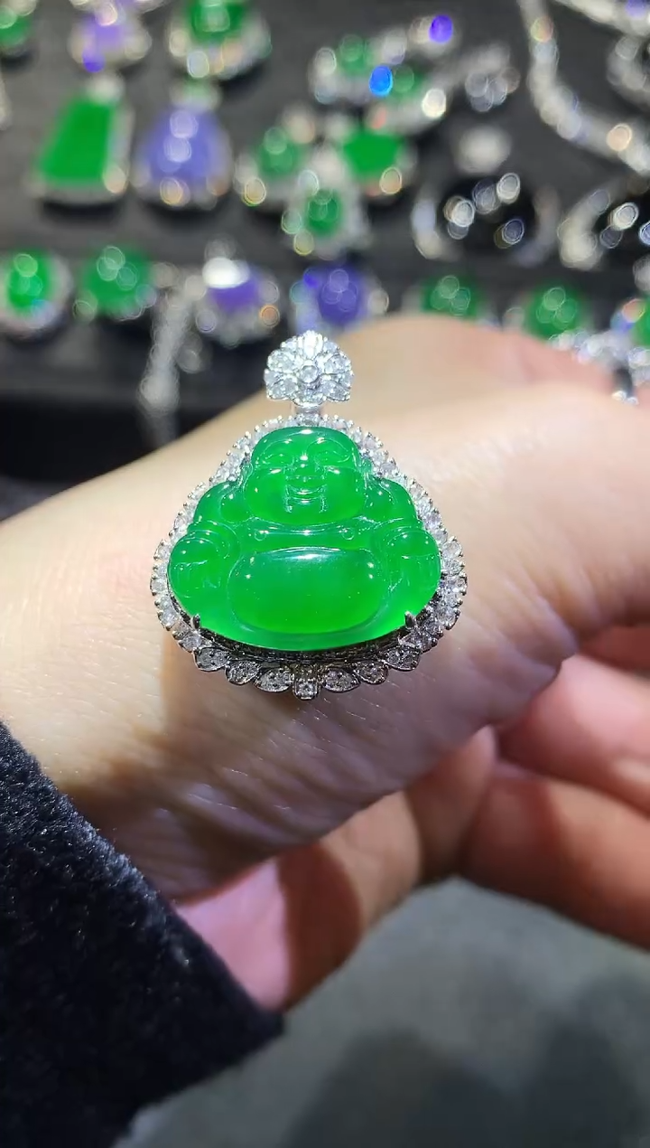 【闪购商品】翡翠吊坠(不含链)18K金镶嵌83-佛公