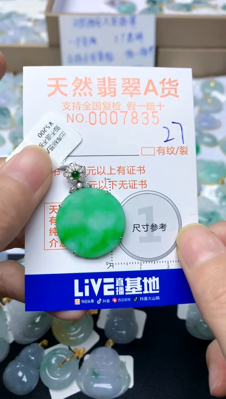 【闪购商品】翡翠颈饰18K金镶嵌27天然A货翡翠