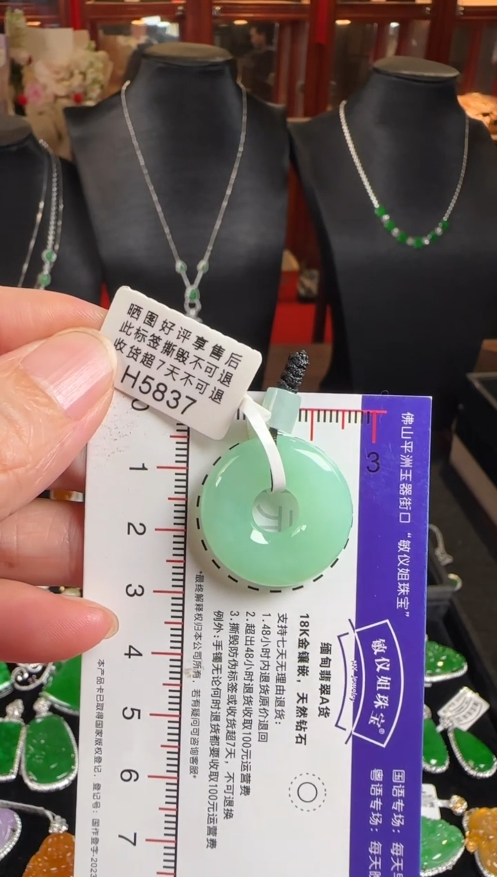 颈饰未镶嵌翡翠H5837绿甜甜圈