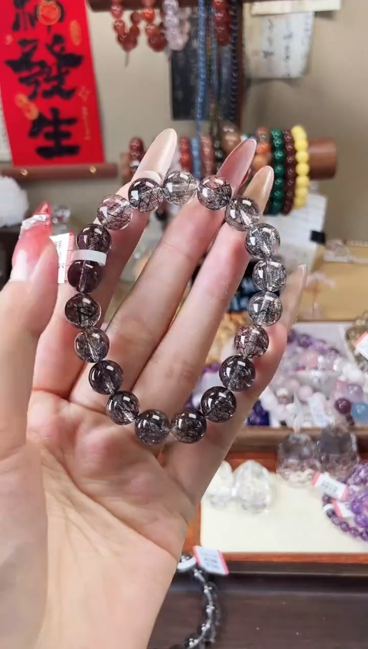 【闪购商品】水晶手链未镶嵌黑发晶10mm