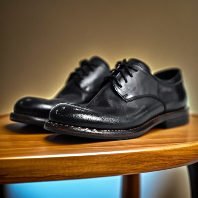 水洗马皮英伦复古男士皮鞋手工固特异商务休闲圆头真皮底正装大码