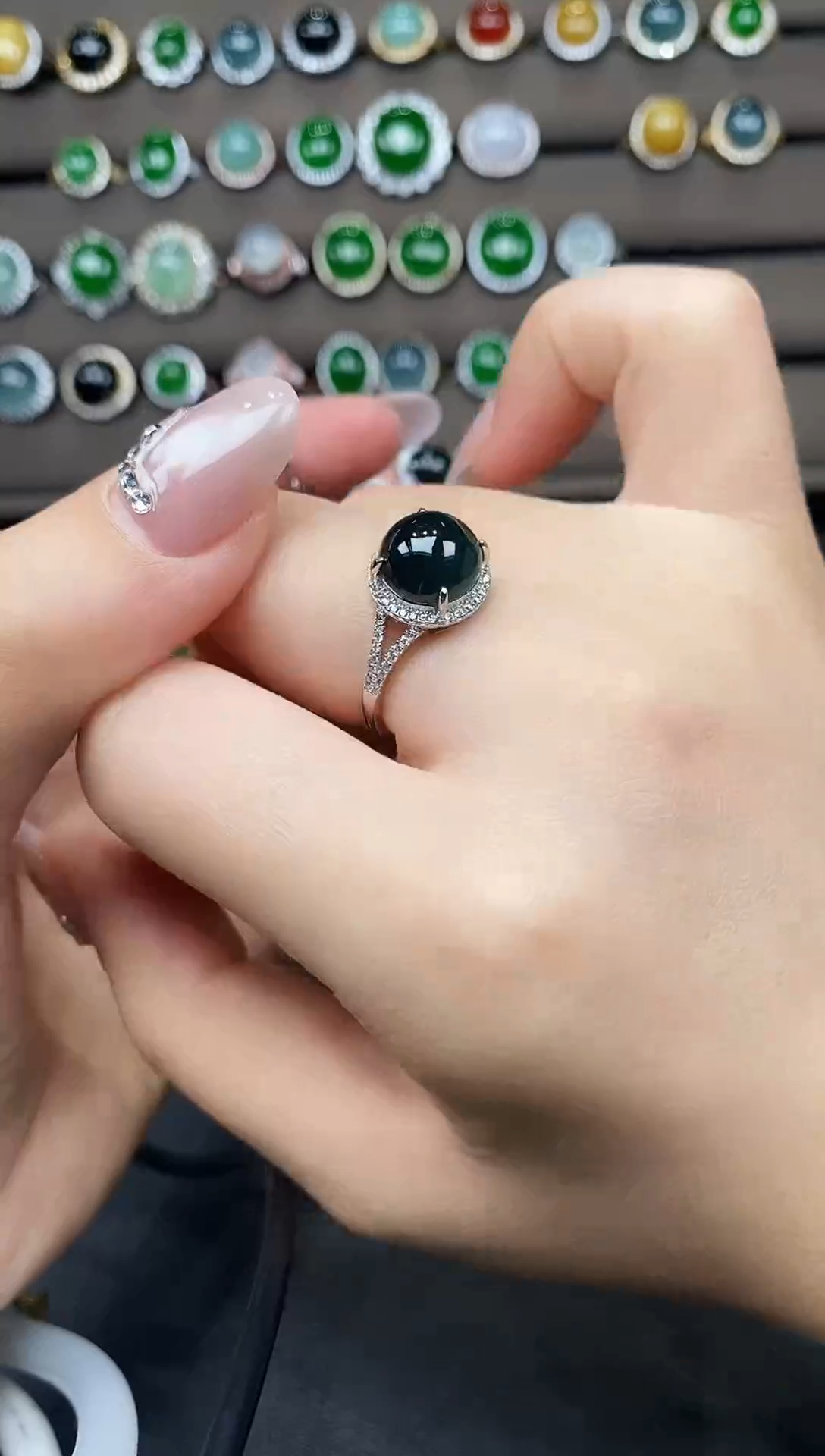 银S925镶嵌戒指翡翠111