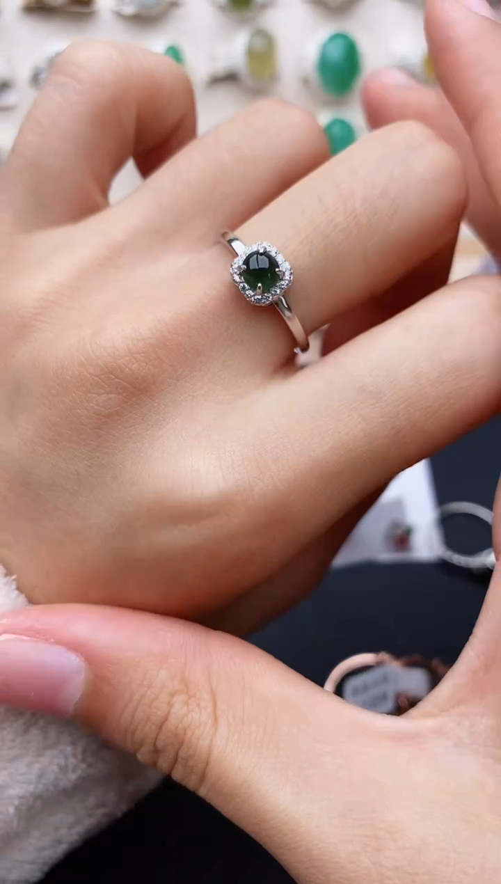 【闪购商品】翡翠戒指银S925镶嵌缅甸翡翠