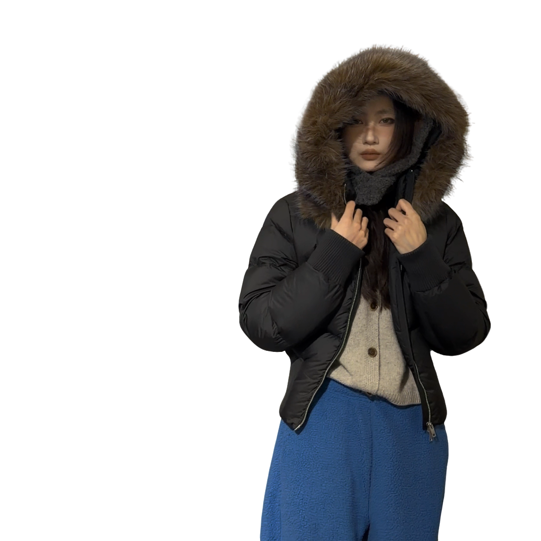 ZLAbout-us【冬款上新 】韩版立领收腰气质带帽羽绒外套9046