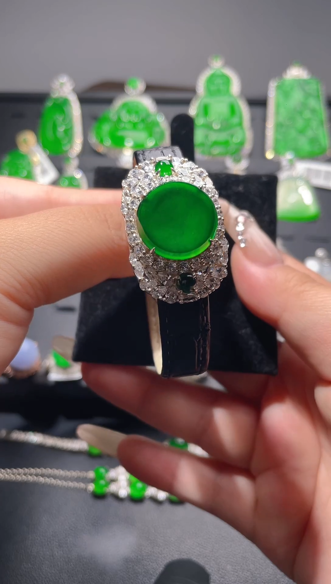 【闪购商品】翡翠手链银S925镶嵌天然A货翡翠