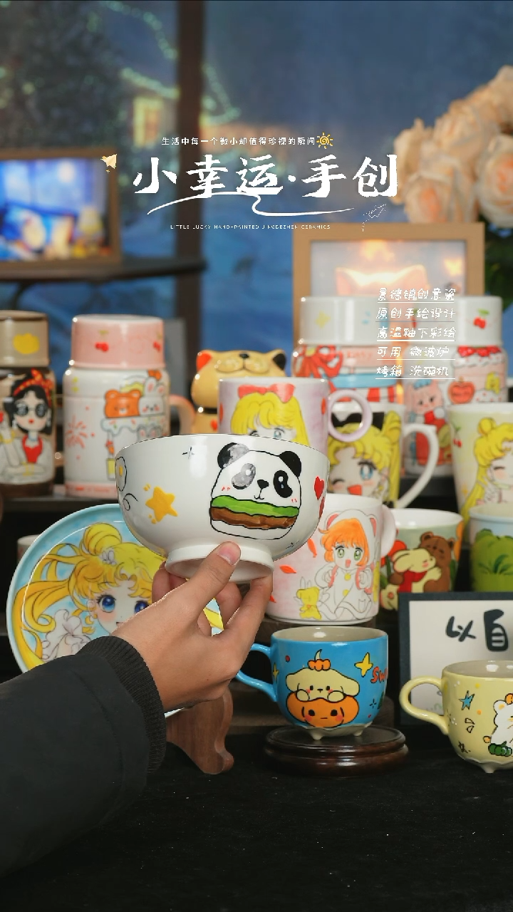 【闪购商品】小幸运纯手工手绘陶瓷