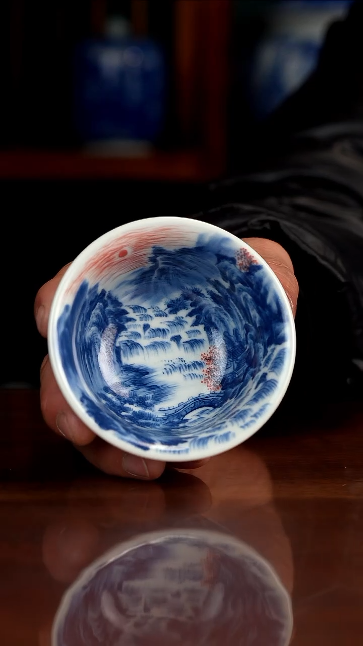 景琳藏青花北派山水