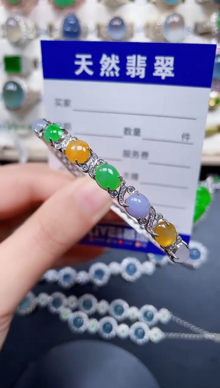 银S925镶嵌手镯翡翠306
