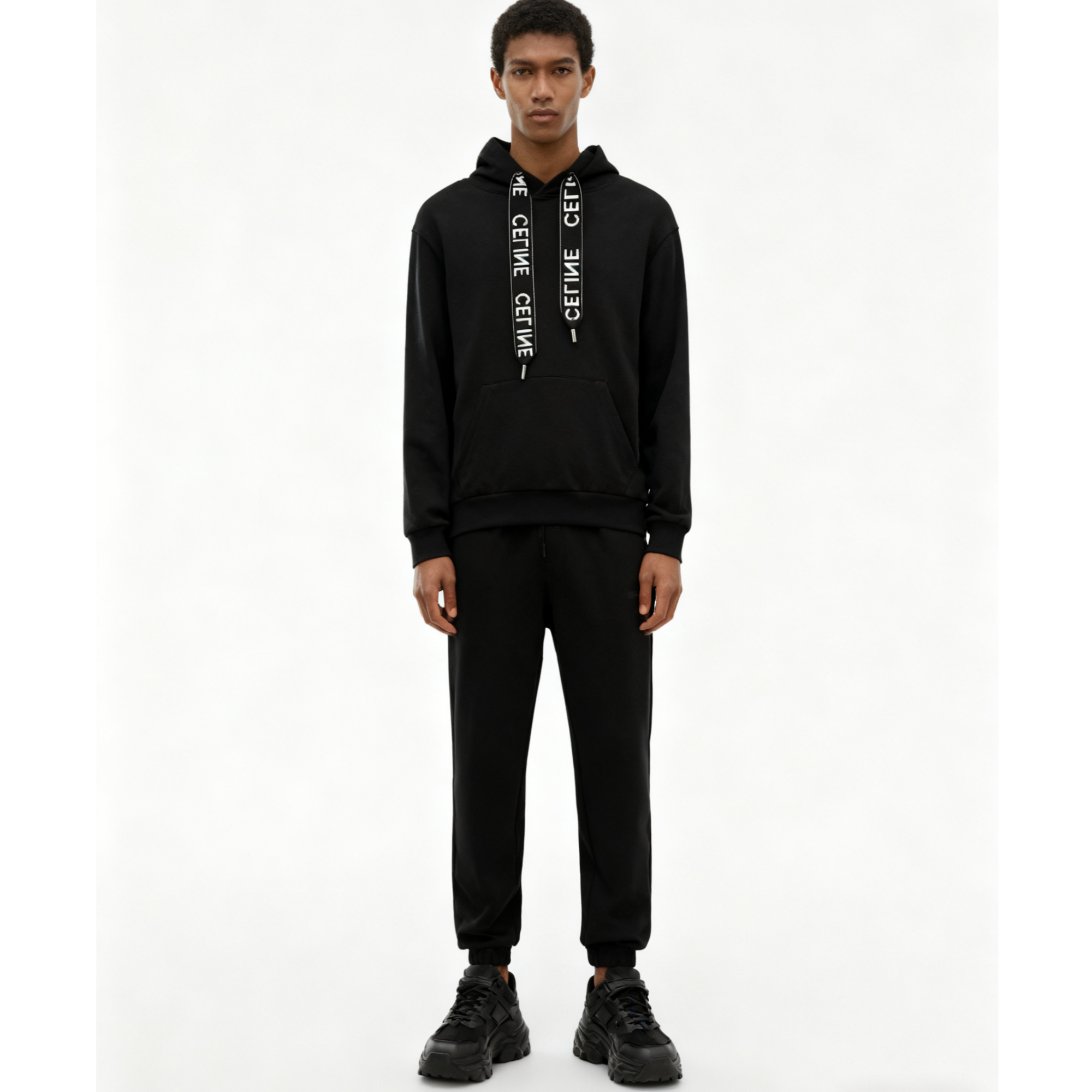 《瑟琳》男士棉质4G LOGO做旧印花连帽长袖卫衣宽松秋冬时尚情侣