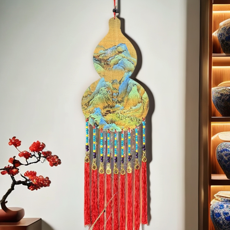 2026千里江山图实木葫芦国风文创中国结客厅新年乔迁新婚装饰挂件