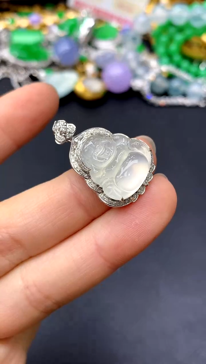 颈饰18K金镶嵌翡翠620-中国好珍宝