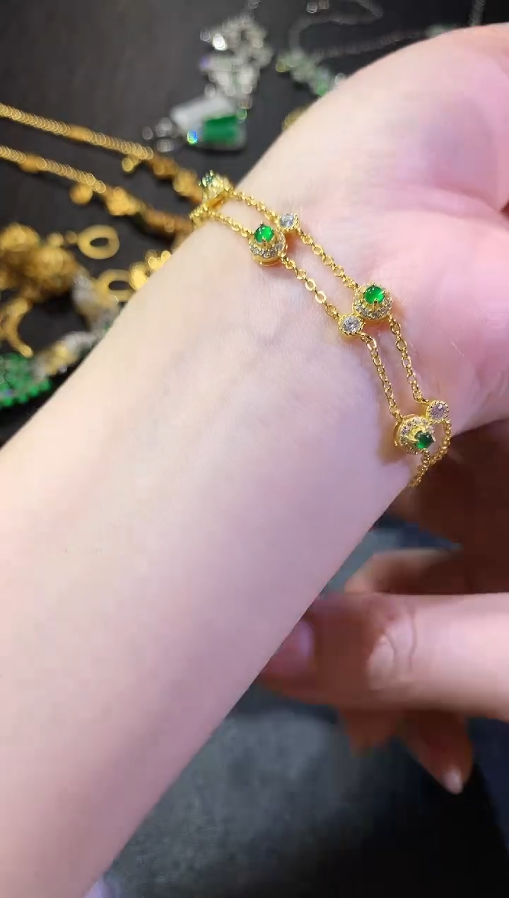 【闪购商品】翡翠手链银S925镶嵌231手链（多样性发货一件